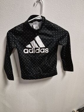 adidas Kids Black Polka Dot Zip Swim Jacket